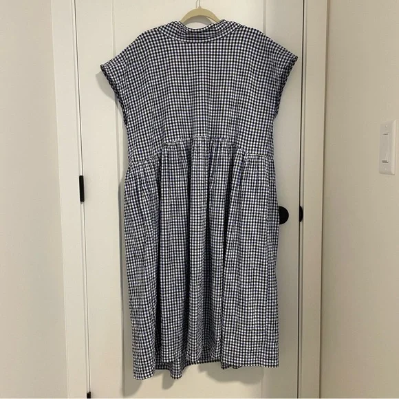ET TIGRE Jayme Sleeveless Dress in gingham blue white and black - Picture 7 of 14